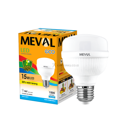 Lampu LED MEVAL Kapsul Eco 15W Perlindungan Lonjakan 1500V