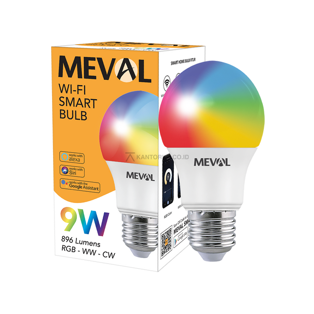 Lampu Wi-Fi Smart Bulb MEVAL 9W Cahaya Warna-warni