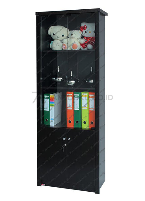 Lemari arsip Lunar LBC 46 dengan pintu panel berkunci dan pintu kaca – KANTORKU