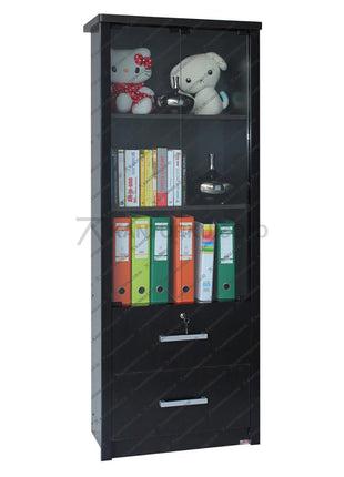 Rak Buku Lunar LBC 47 dengan pintu panel berkunci dan pintu kaca – KANTORKU