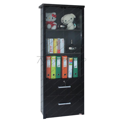 Rak Buku Lunar LBC 47 dengan pintu panel berkunci dan pintu kaca – KANTORKU