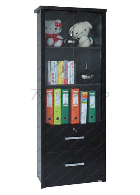 Rak Buku Lunar LBC 47 dengan pintu panel berkunci dan pintu kaca – KANTORKU