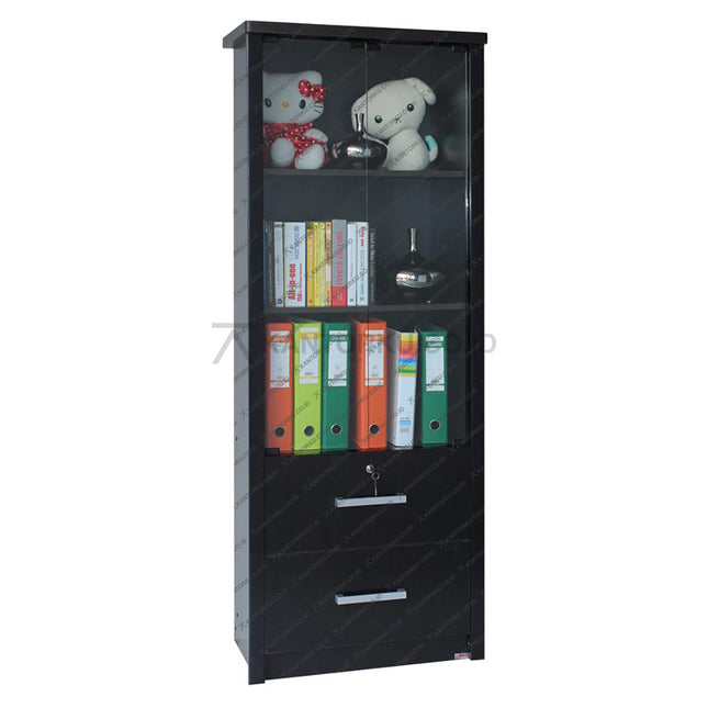 Rak Buku Lunar LBC 47 dengan pintu panel berkunci dan pintu kaca – KANTORKU