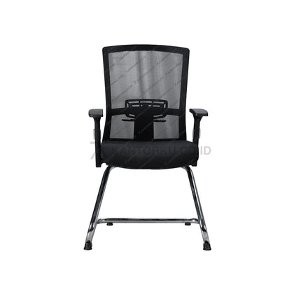 Kursi hadap Savello Legacy VT1A elegan dengan kaki cantilever chrome dan desain ergonomis Kantorku