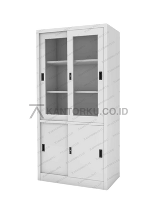 Lemari arsip Chitose SL 1830 COM dua pintu kaca dan dua pintu besi – Kantorku