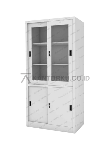 Lemari arsip Chitose SL 1830 COM dua pintu kaca dan dua pintu besi – Kantorku