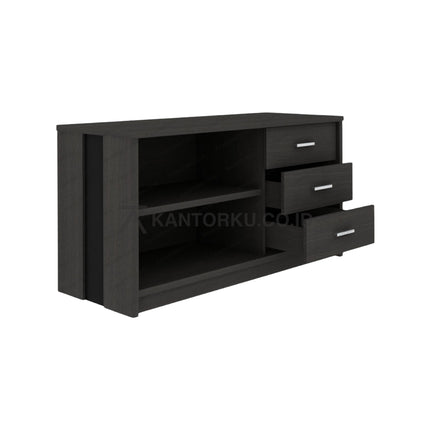 Lemari kantor Expo MDD 1245 dengan tiga laci dan dua rak terbuka – kantorku.co.id