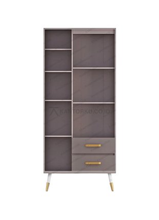 Lemari RD Volare 01 modern kombinasi Colt Beige dan Pastel Grey elegan – Tersedia di Kantorku.co.id