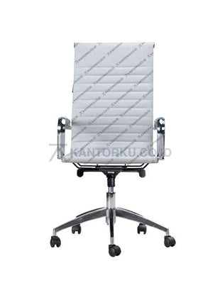 White office chair with quilted backrest on a white background