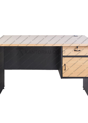 Meja Kantor Lunar LMK 1260 L dengan laci kunci dan pintu penyimpanan – KANTORKU