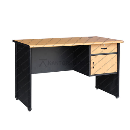 Meja kantor Lunar LMK 1275 L1 berbahan partikel board kokoh elegan – KANTORKU.CO.ID