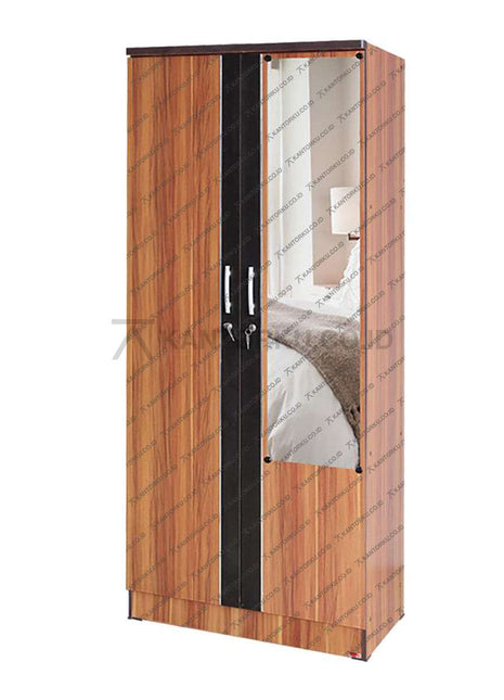 Lemari pakaian Lunar LPT 011 dengan 2 pintu kaca cermin modern – KANTORKU