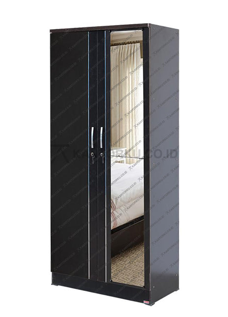 Lemari pakaian Lunar LPT 026 minimalis dengan kaca full elegan – KANTORKU