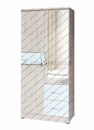 Lemari pakaian Lunar LPT 028 Espresso 2 pintu 2 laci modern – KANTORKU