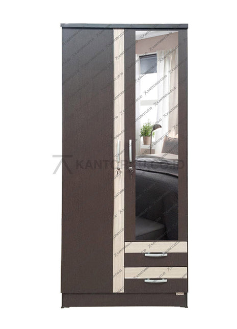 Lemari pakaian minimalis 2 pintu dengan desain modern elegan – KANTORKU