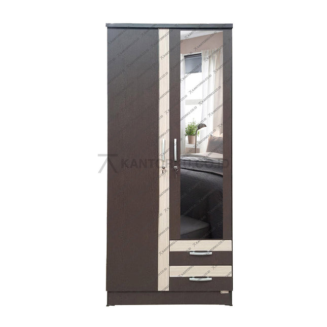 Lemari pakaian minimalis 2 pintu dengan desain modern elegan – KANTORKU