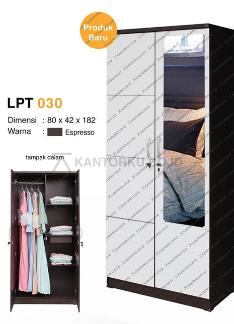 Lemari pakaian Lunar LPT030 2 pintu desain minimalis modern – KANTORKU