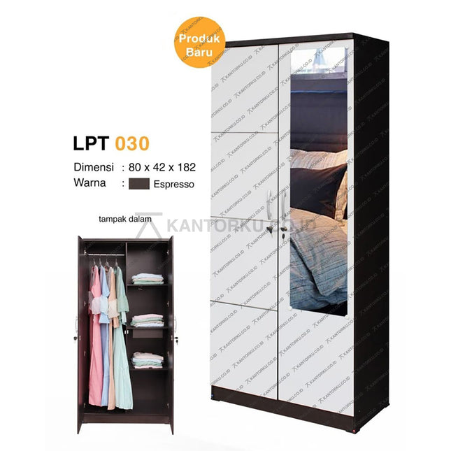 Lemari pakaian Lunar LPT030 2 pintu desain minimalis modern – KANTORKU