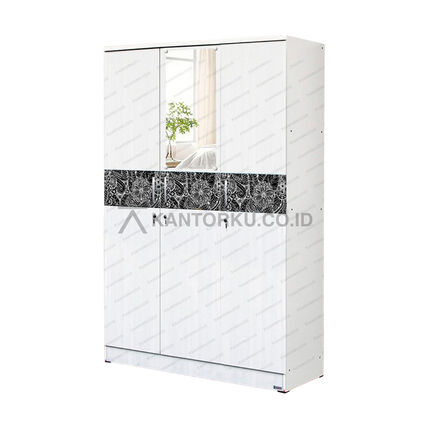 Lemari pakaian Lunar LPT 337 minimalis dengan pintu kaca batik – KANTORKU