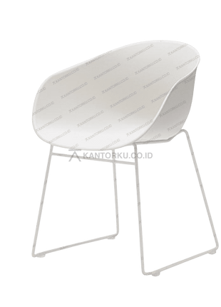 Kursi area tunggu FIRM Lumi dengan sandaran ergonomis organik. Tersedia di Kantorku.