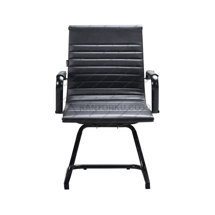 Kursi Hadap Ergotec LX 807U Black elegan dengan kaki cantilever chrome dan desain modern Kantorku