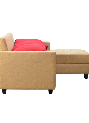 sofa 2 seater jakarta desain modern dengan bantal merah Tersedia di Kantorku