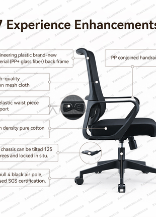 Kursi ergonomis Sihoo dengan lumbar support dan desain ventilasi udara – Tersedia di Kantorku