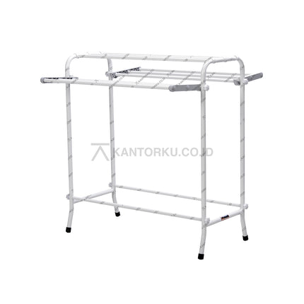 Jemuran lipat baja ringan anti karat dengan desain sistem kait praktis – Kantorku