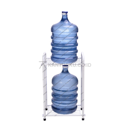 Rak galon 2 susun besi kuat anti karat dengan desain hemat ruang – Kantorku