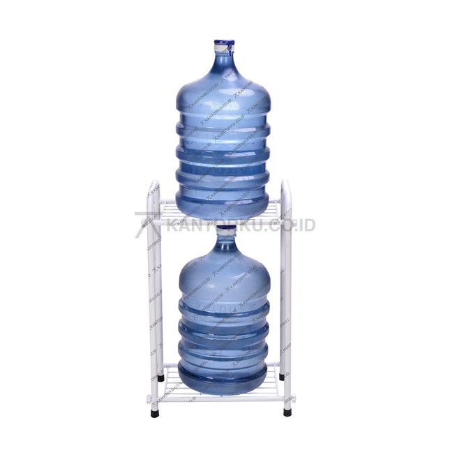 Rak galon 2 susun besi kuat anti karat dengan desain hemat ruang – Kantorku