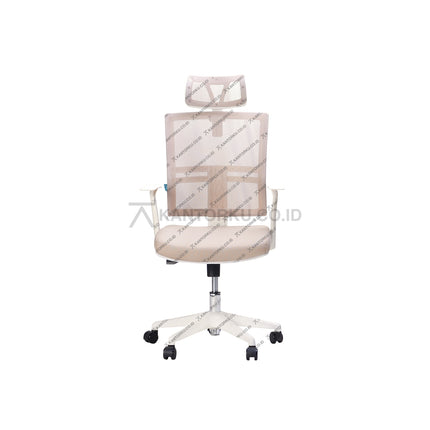 Tampak depan kursi kantor Malta H WFW warna cream dengan desain elegan dari KANTORKU.
