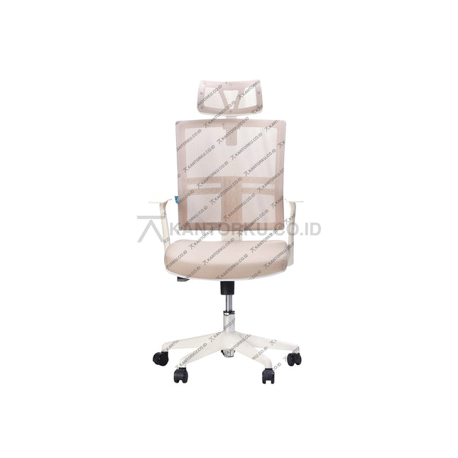 Tampak depan kursi kantor Malta H WFW warna cream dengan desain elegan dari KANTORKU.