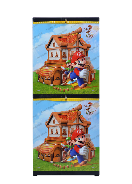 Sinbak Lemari Plastik Rak 4 Susun Motif Mario desain 2in1 fleksibel dan modern - Tersedia di Kantorku.co.id
