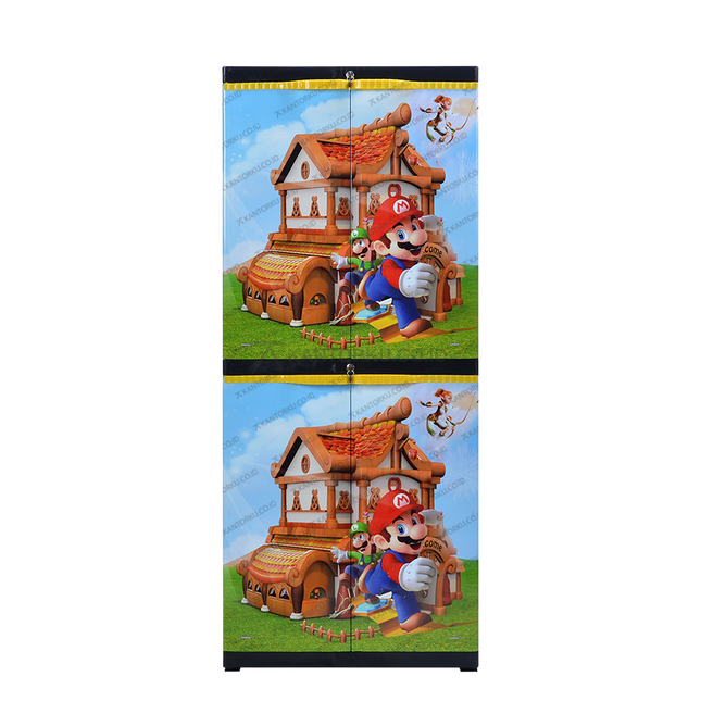 Sinbak Lemari Plastik Rak 4 Susun Motif Mario desain 2in1 fleksibel dan modern - Tersedia di Kantorku.co.id