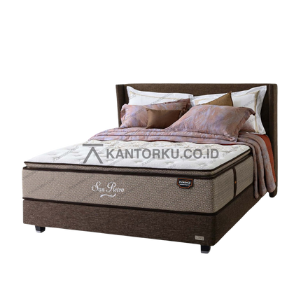 Florence San Pietro Set Maezzo kasur orthopedic dengan pillow top empuk dan divan hitam elegan, memberikan kenyamanan dan dukungan tulang belakang optimal — kantorku