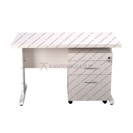 Work desk simple dan elegan dengan drawer dan kunci – kantorku.co.id