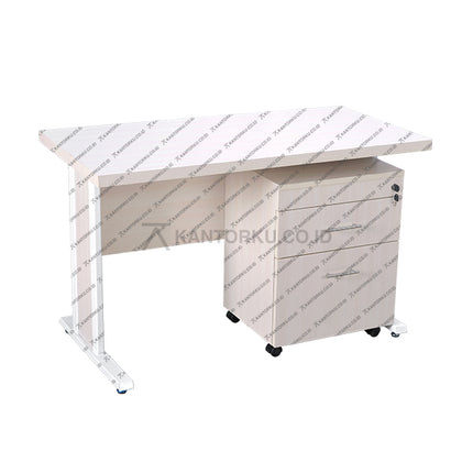 Work desk simple dan elegan dengan drawer dan kunci – kantorku.co.id