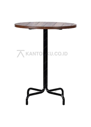 Meja bundar Cofemo Florida dengan top kayu oak tua dan kaki besi hitam — Kantorku.