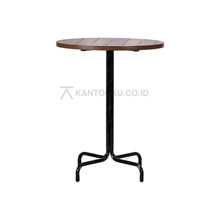 Meja bundar Cofemo Florida dengan top kayu oak tua dan kaki besi hitam — Kantorku.