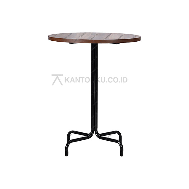 Meja bundar Cofemo Florida dengan top kayu oak tua dan kaki besi hitam — Kantorku.