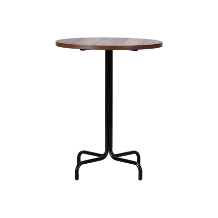 Meja bundar Cofemo Florida dengan top kayu oak tua dan kaki besi hitam — Kantorku.