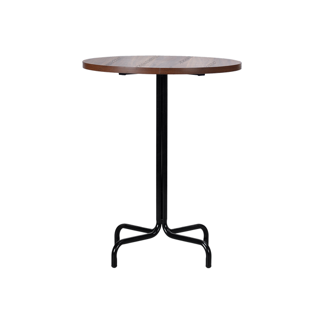 Meja bundar Cofemo Florida dengan top kayu oak tua dan kaki besi hitam — Kantorku.