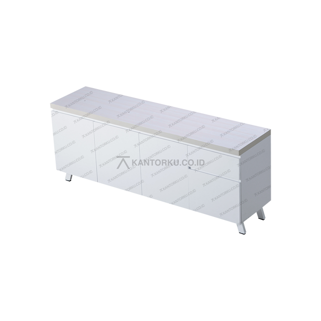 Meja kerja GM OP Harold dengan desain modern dan kabinet penyimpanan – kantorku