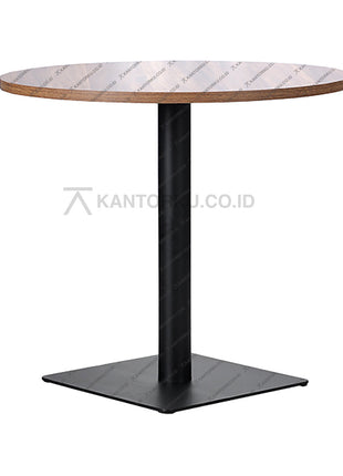Meja kafe minimalis Cofemo Kansas dengan top kayu berwarna walnut — Kantorku.co.id.