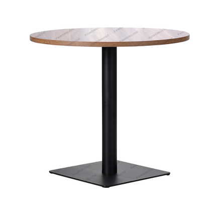 Meja kafe minimalis Cofemo Kansas dengan top kayu berwarna walnut — Kantorku.co.id.