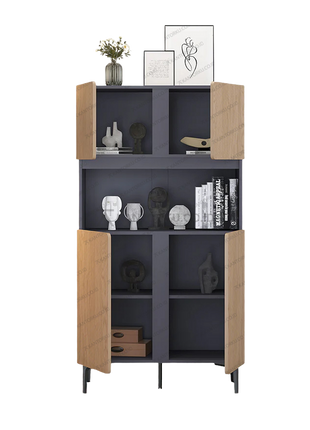 Rak kabinet modern CENA CB-01 warna Slate Grey dan Light Wood – Tersedia di Kantorku.co.id