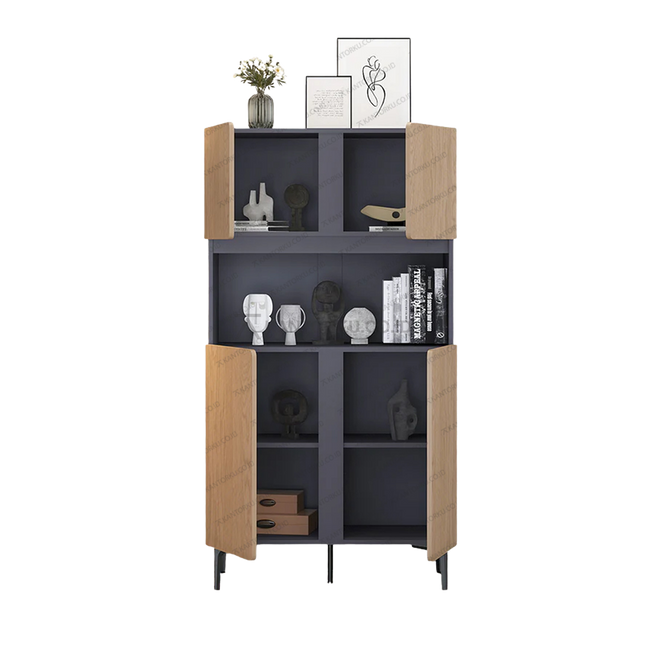 Rak kabinet modern CENA CB-01 warna Slate Grey dan Light Wood – Tersedia di Kantorku.co.id
