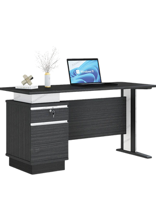 Meja kerja OT 120 desain modern dengan kombinasi Walnut dan Putih elegan – Tersedia di Kantorku.co.id