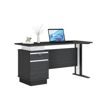 Meja kerja OT 120 desain modern dengan kombinasi Walnut dan Putih elegan – Tersedia di Kantorku.co.id