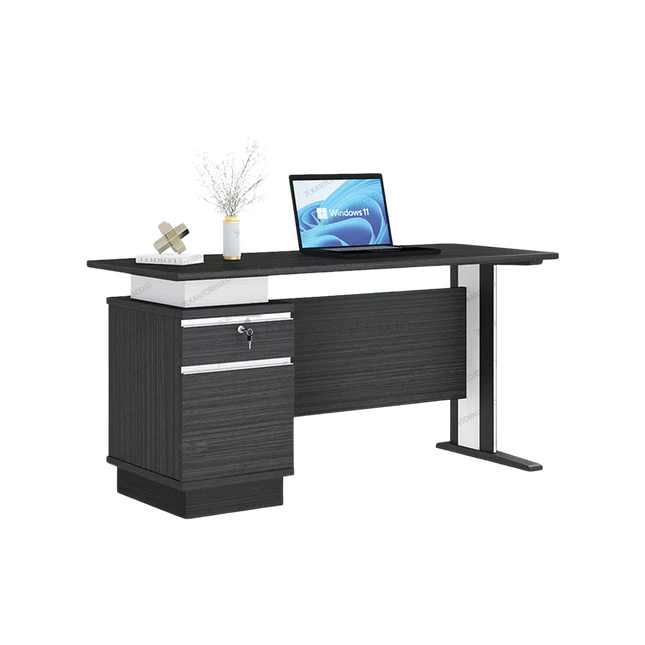 Meja kerja OT 120 desain modern dengan kombinasi Walnut dan Putih elegan – Tersedia di Kantorku.co.id